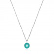 TEAL ENAMEL DISC SILVER NECKLACE