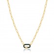 FOREST GREEN ENAMEL CARABINER GOLD NECKLACE
