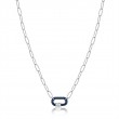 NAVY BLUE ENAMEL CARABINER SILVER NECKLACE