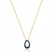 NAVY BLUE ENAMEL GOLD TWISTED PENDANT NECKLACE