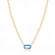 Neon Blue Enamel Carabiner Gold Necklace