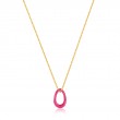 Neon Pink Enamel Gold Twisted Pendant Necklace