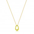 Neon Yellow Enamel Gold Twisted Pendant Necklace