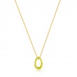 Neon Yellow Enamel Gold Twisted Pendant Necklace