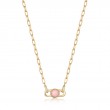 Gold Orb Rose Quartz Link Necklace