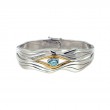 Sterling Silver Rhodium 10k Blue Topaz Rocks 'n Rivers Bangle