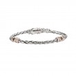 Sterling Silver 10k Rose Wheat Link Hinged Bracelet