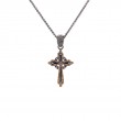 Sterling Silver Ruthenium 10k CZ Celtic Cross Small