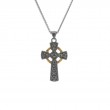 Sterling Silver Ruthenium 10k Circle Cross Small Pendant