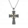 Sterling Silver 10k White Sapphire Celtic Cross