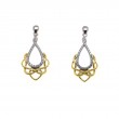 Sterling Silver Rhodium 10k Yellow CZ Love's Chalice Post Earrings
