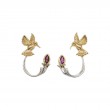 10k Yellow Hummingbird Stud with Sterling Silver Rhodium 10k Rhodolite Earring Jacket