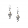 Sterling Silver 10k Guardian Angel CZ Earrings