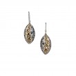 Sterling Silver Oxidized 10k Yellow Eternity Leaf  Earrings