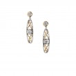 Sterling Silver 10k Yellow CZ Brave Heart Earrings