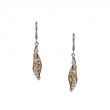 Sterling Silver Rhodium 23k Gilded CZ Celestial Leverback Earrings