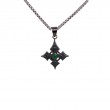 Sterling Silver Small Emerald .38ctw Black Rhodium Celtic Cross Pendant