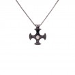 Sterling Silver Raw Diamond  0.05ctw Black Rhodium Cross Shield Pendant