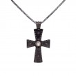 Sterling Silver Raw Diamond .1ctw Black Rhodium Cross Pendant