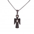 Sterling Silver Raw Diamond .3ctw Black Rhodium Angel Large Pendant