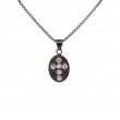 Sterling Silver Raw Diamond .3ctw Black Rhodium Oval Cross Pendant