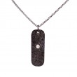 Sterling Silver Raw Diamond .07ctw Black Rhodium Dogtag Pendant