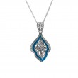 Sterling Silver Sky Blue Enamel and White CZ Pendant