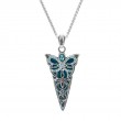 Sterling Silver Sky Blue Topaz & Sky Blue Enamel with White & Black CZ Reversible Butterfly Pendant