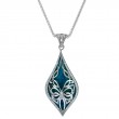 Sterling Silver Sky Blue Enamel & White CZ Cocooned Butterfly Pendant