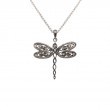 Sterling Silver Rhodium Barked Dragonfly Pendant