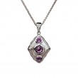 Sterling Silver Rhodium Amethyst & CZ Rocks 'n Rivers Pendant