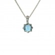 Sterling Silver Rhodium Blue Topaz & CZ Celestial Pendant