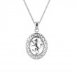 Sterling Silver Lion Rampant Oval Pendant