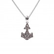 Sterling Silver CZ Thor's Hammer Small Pendant