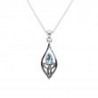 Sterling Silver Guardian Angel Blue Topaz Pendant Small