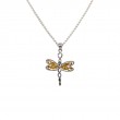 Sterling Silver Rhodium 10k Rose Petite Dragonfly Pendant