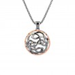 Sterling Silver Ruthenium 10k Rose Path of Life Hammered Pendant