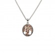 Sterling Silver 10k Rose Tree of Life Pendant Petite