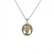 Sterling Silver 10k Yellow Tree of Life Pendant Petite