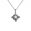 Sterling Silver Rhodium  10k Amethyst Celestial Pendant