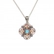 Sterling Silver 10k Sky Blue Topaz & CZ Celestial Small Pendant