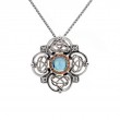 Sterling Silver 10k Bezel Sky Blue Topaz & CZ Celestial Pendant