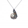 Sterling Silver Oxidized 10k Fresh Water Pearl & CZ Aphrodite Pendant