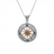 Sterling Silver Oxidized 10k Rose Black & White CZ Freyr Pendant