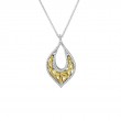 Sterling Silver Rhodium 10k Yellow with White CZ Love's Chalice Pendant..