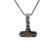 Sterling Silver Oxidized 10k Yellow Gold Hammer Pendant Small