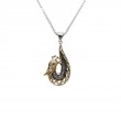 Sterling Silver Oxidized 10k White Sapphire Small Dragon Pendant