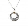 Sterling Silver 10k Celtic Comet White Topaz Round Pendant Small