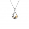 Sterling Silver 10k Teardrop White Sapphire Trinity Pendant