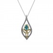 Sterling Silver Oxidized 10k Yellow Trinity Knot Sky BlueTopaz Petal Pendant